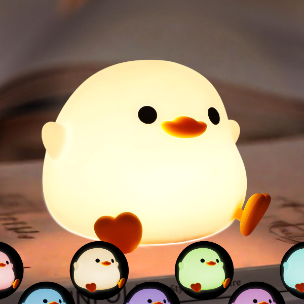 Cute Pear Night Light, Dimmable, USB Rechargeable Touch Control, Silicone Stress Relief Pat Duck Lamp