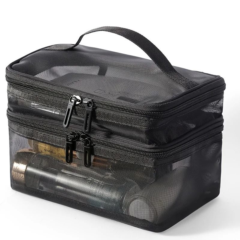 Double Layer Makeup Bag Large Capacity Travel Cosmetic Organizer