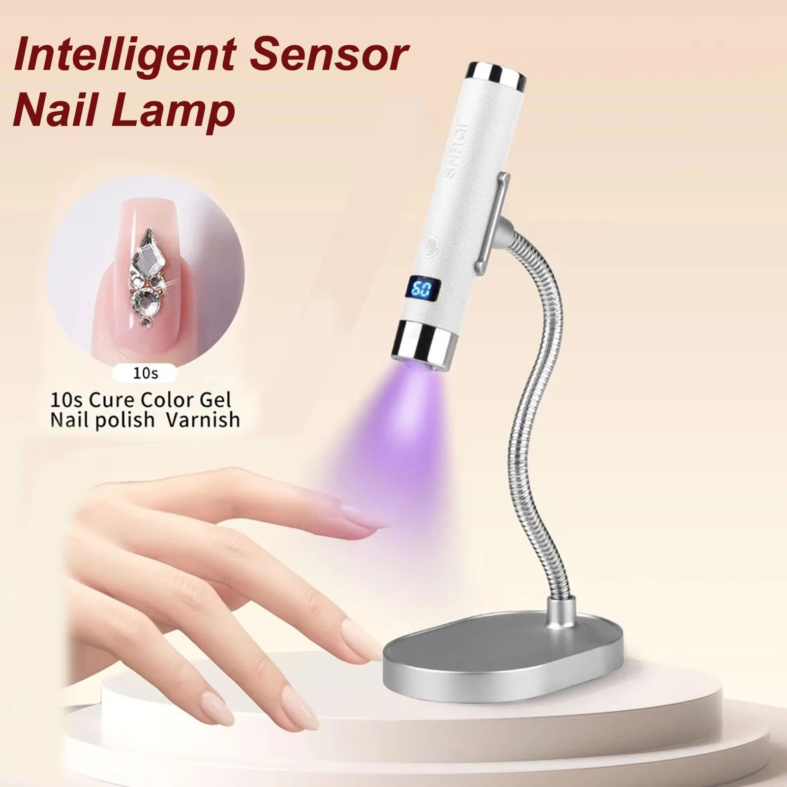 Cordless Mini UV LED Nail Dryer Lamp with AI Sensor for Fast Manicure Curing