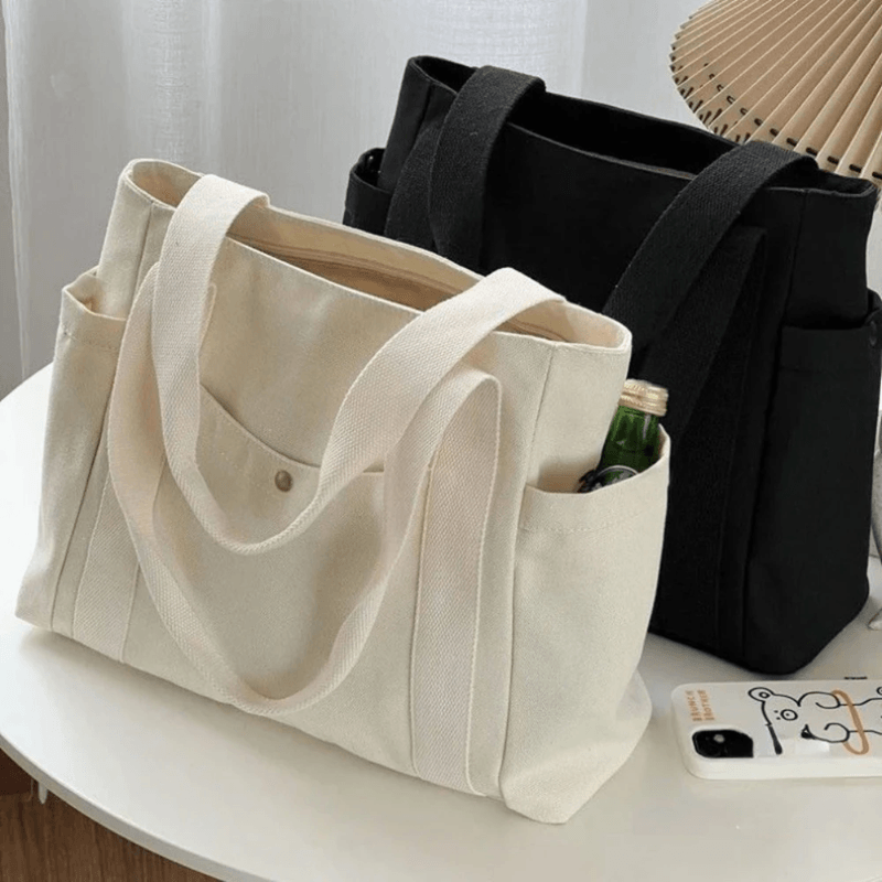 Large Capacity Canvas Tote Bag for Work School and Shopping