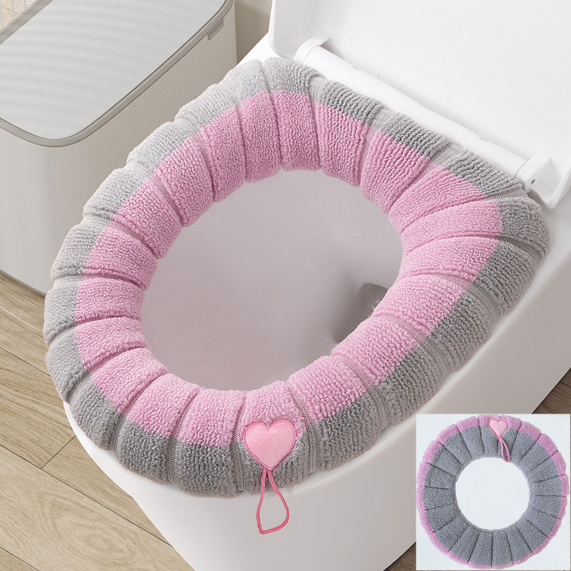 Winter Bathroom Cushion, Warm Toilet Seat Cover Mat, Soft Washable Toilet Pad with Handle, Thicker Tool Warmer