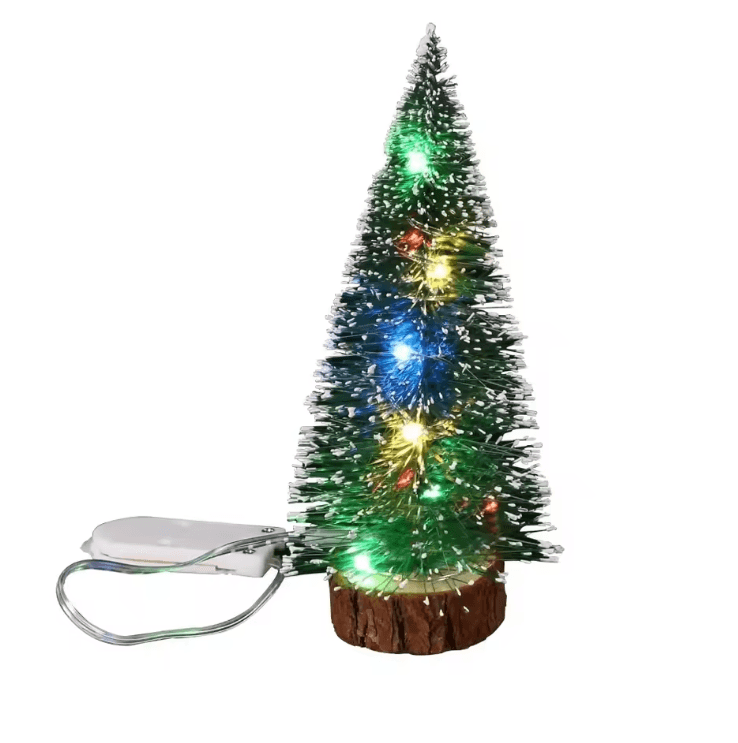 1pc LED Light Mini Artificial Christmas Trees Decorations Festival Tabletop Miniature Snow Frost Xmas Tree Decor 4Sizes