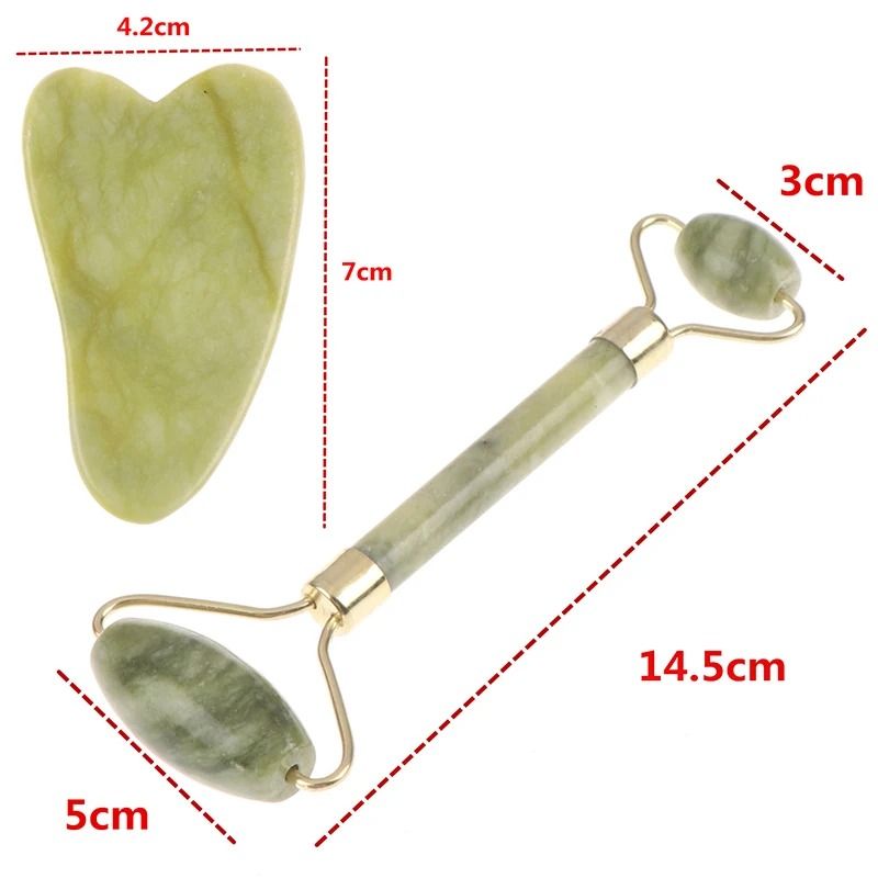 Natural Rose Jade Facial Roller and Gua Sha Set