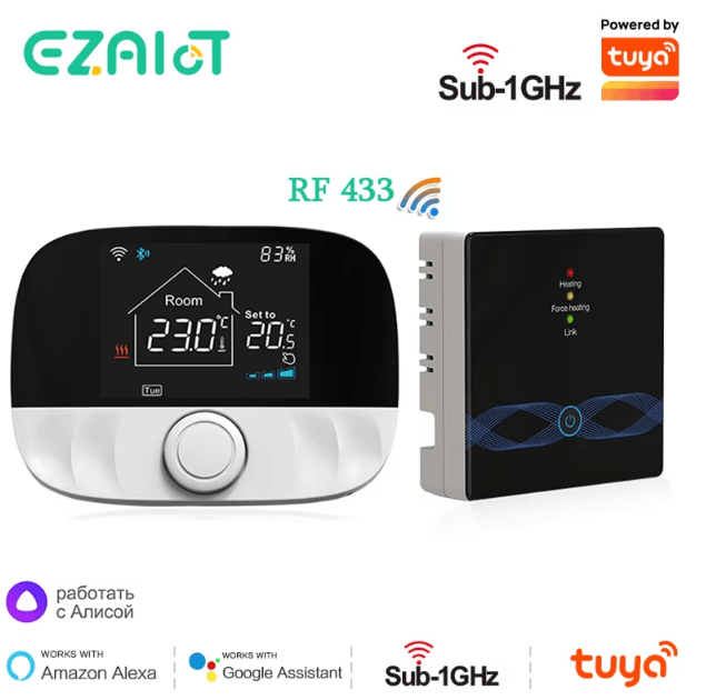 Tuya RF Wireless WiFi Thermostat – Smart Temperature Controller for Gas Boiler & Water Heating with Alexa & Google Home
