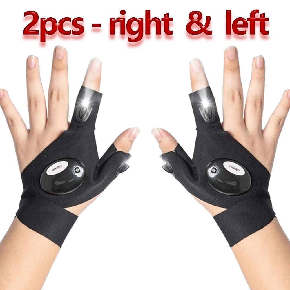LED Lighting Fingerless Flashlight Gloves
