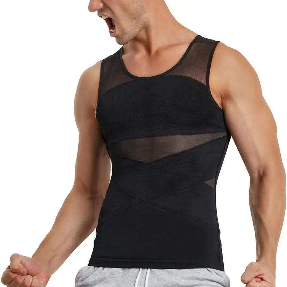 Mens Compression Tank Top Slimming Undershirt Body Shaper