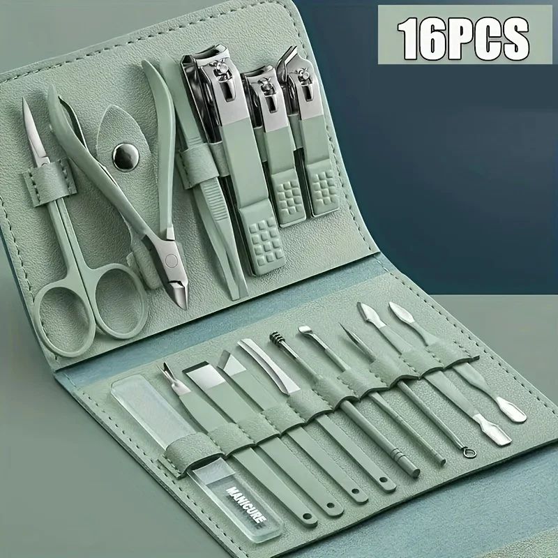 TINSOL 16-Piece Professional Nail Clippers and Cuticle Nippers Set with Travel Case