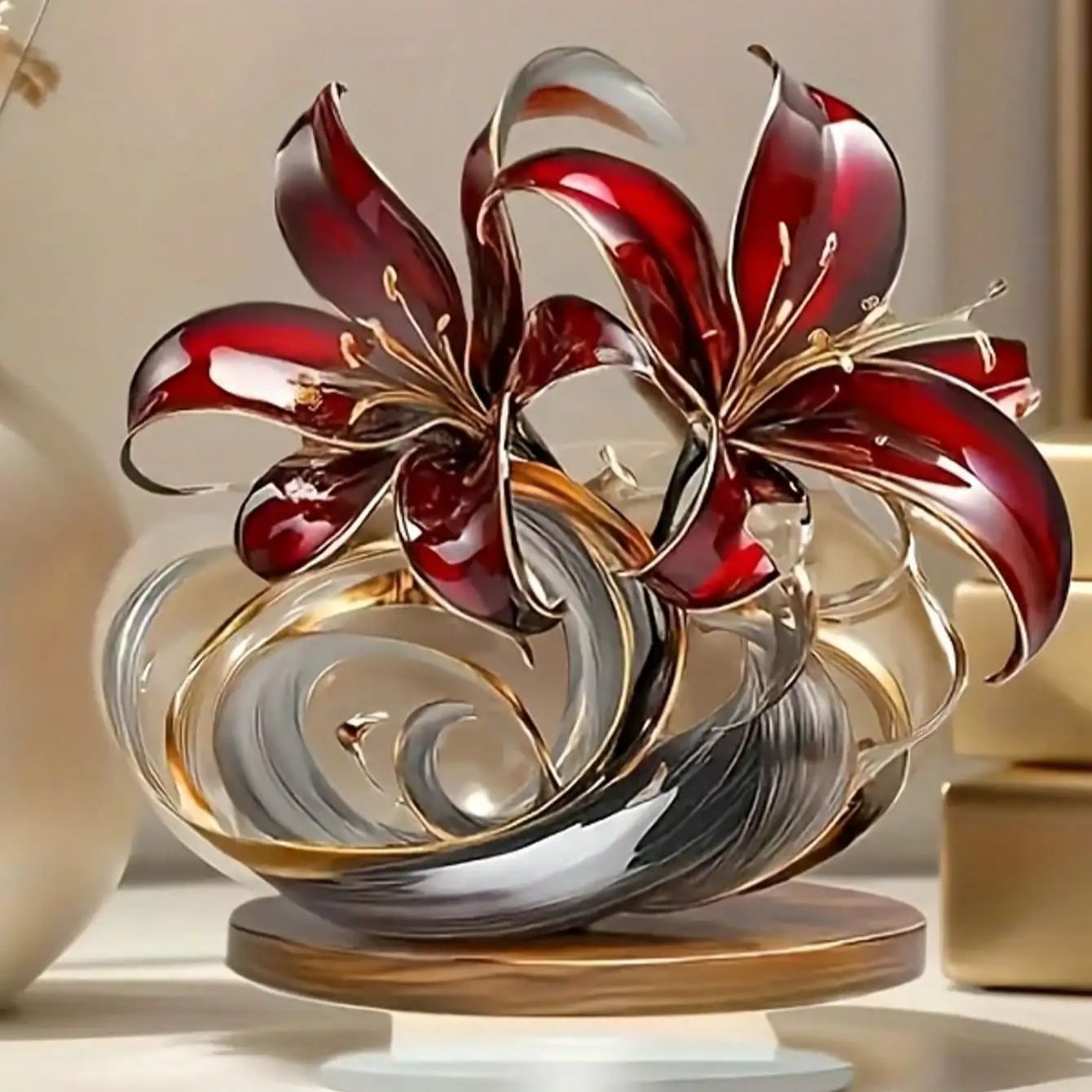 Versatile Home, Office, Cafe Decoration Featuring Bohemian Red Lily