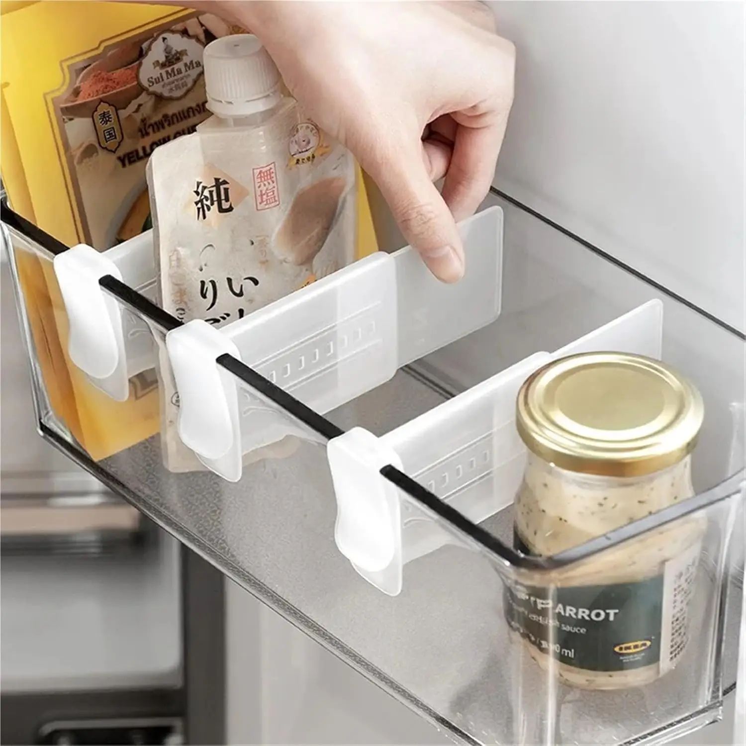FreshSort Fridge Organizer Divider Clips Adjustable Shelf Partition Set