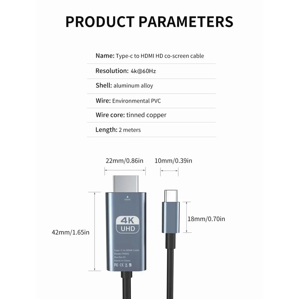 4K 60Hz USB-C to HDMI Cable for Ultra-Clear Screen Mirroring
