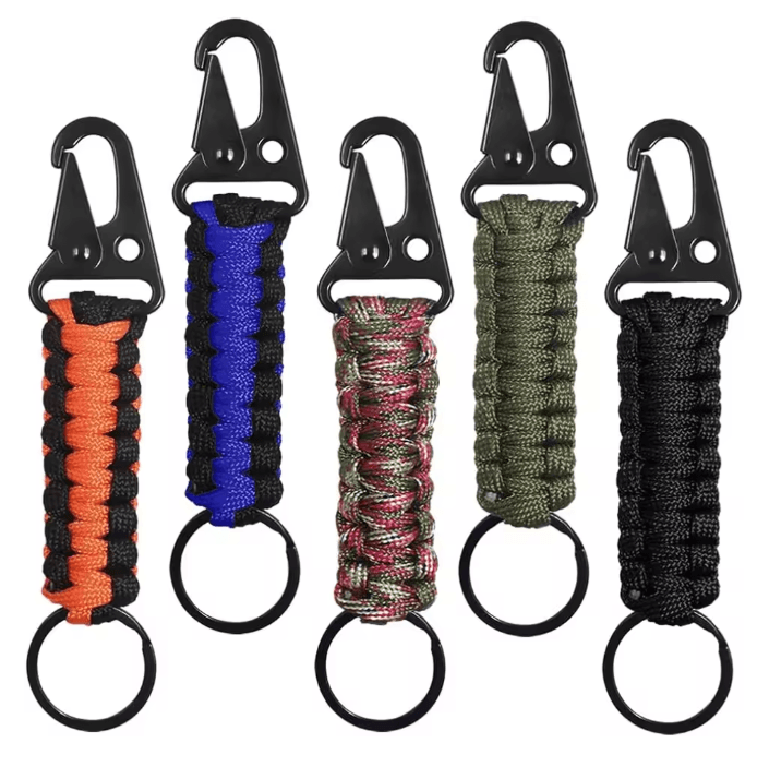 Paracord Survival Keychain with Carabiner Emergency Rope Lanyard
