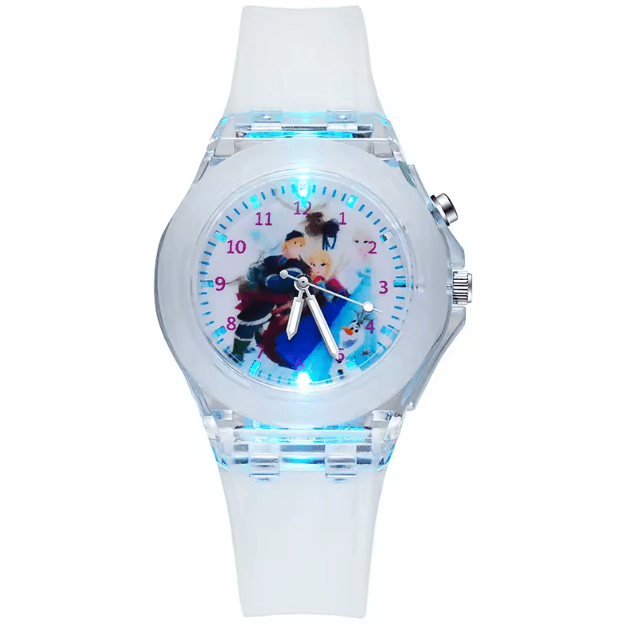 Disney Frozen Kids Light-Up Watch – Princess Elsa Silicone Strap Cartoon Wristwatch