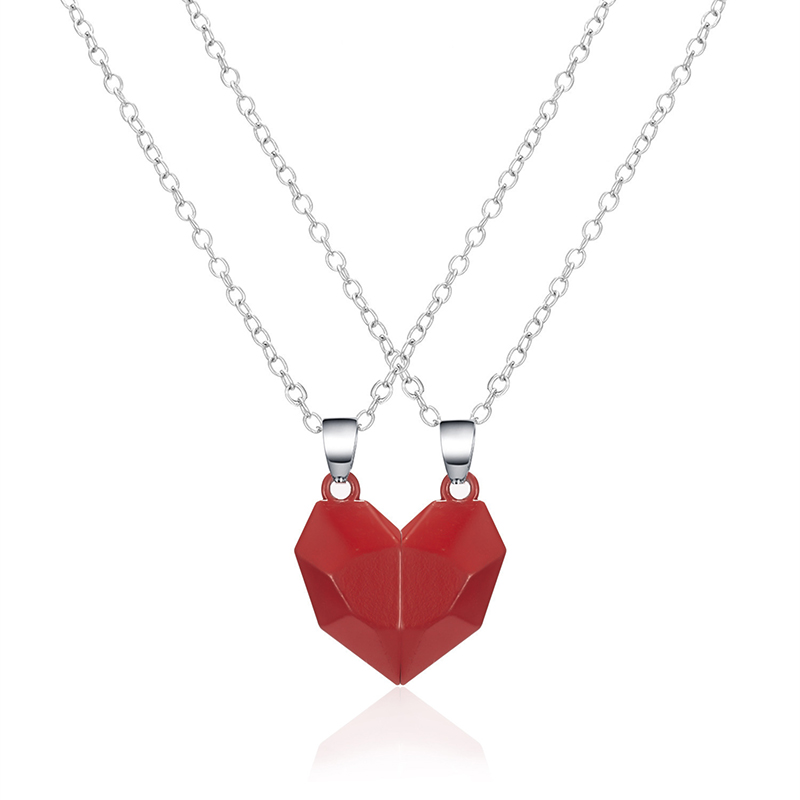 Magnetic Heart Couple Pendant Necklace Electrocardiogram Good Simple Quality Pendant Splicing Necklace Valentine's Day