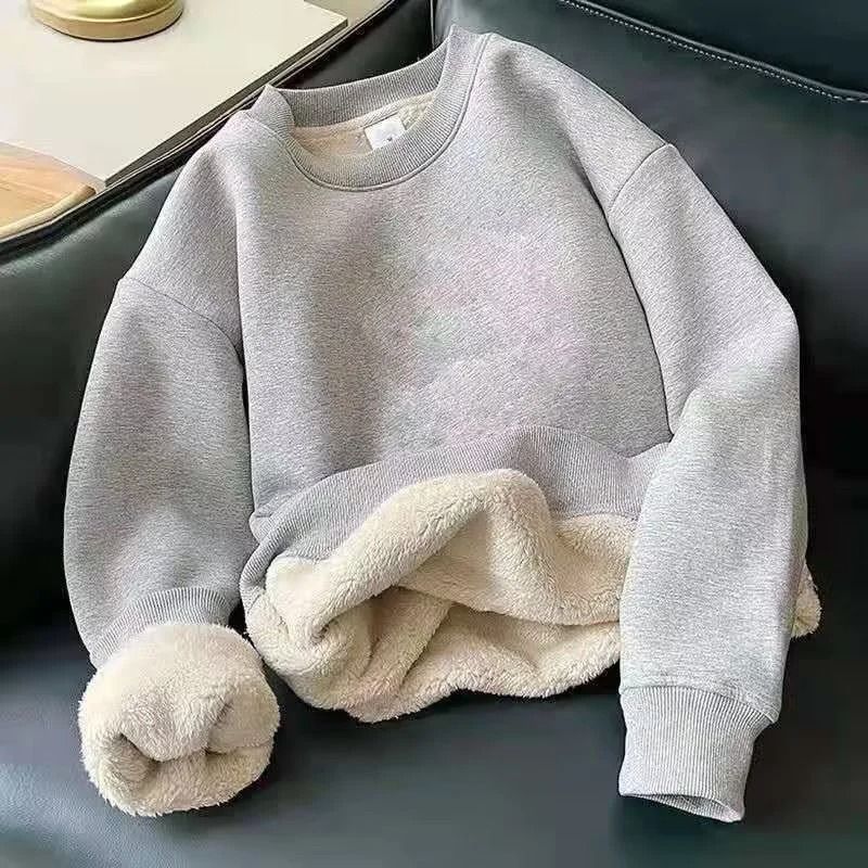 Mens Winter Warm Fleece Lined Thermal Pullover Shirt Crew Neck Long Sleeve Basic Sweatshirt