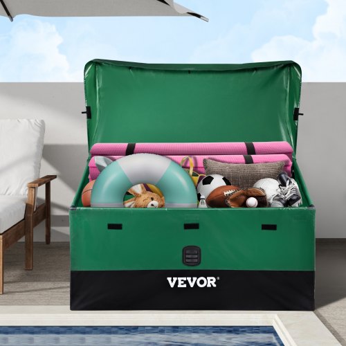 Heavy-Duty Patio Deck Box, 100 Gallon Waterproof Outdoor Storage Box with PE Tarpaulin & Ventilated Design