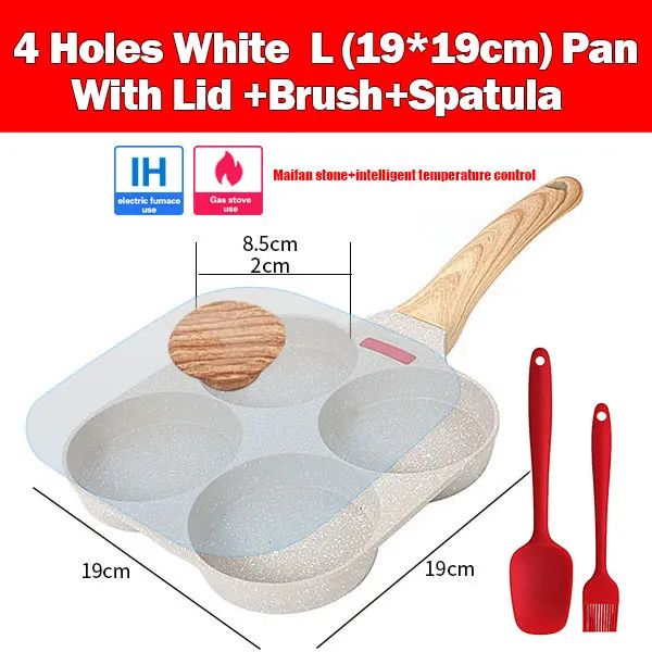 4-Cup Nonstick Omelet Egg Frying Pan with Lid – Thickened Breakfast Pancake Skillet