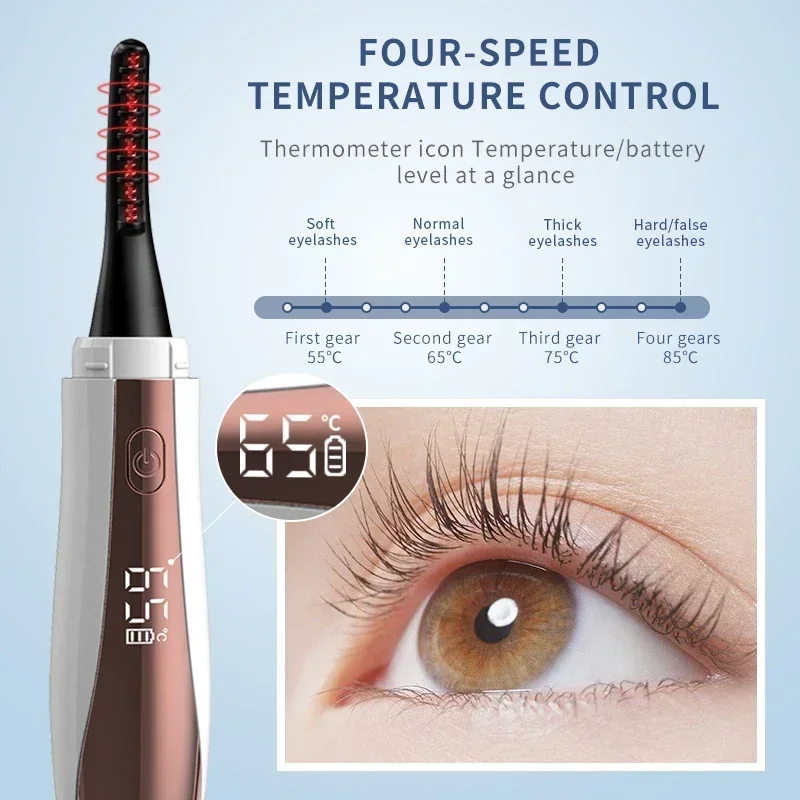 Portable Heated Eyelash Curler USB Type C Charging, Wide Angle Mini Electric Eye Lash Curler for Makeup Beauty
