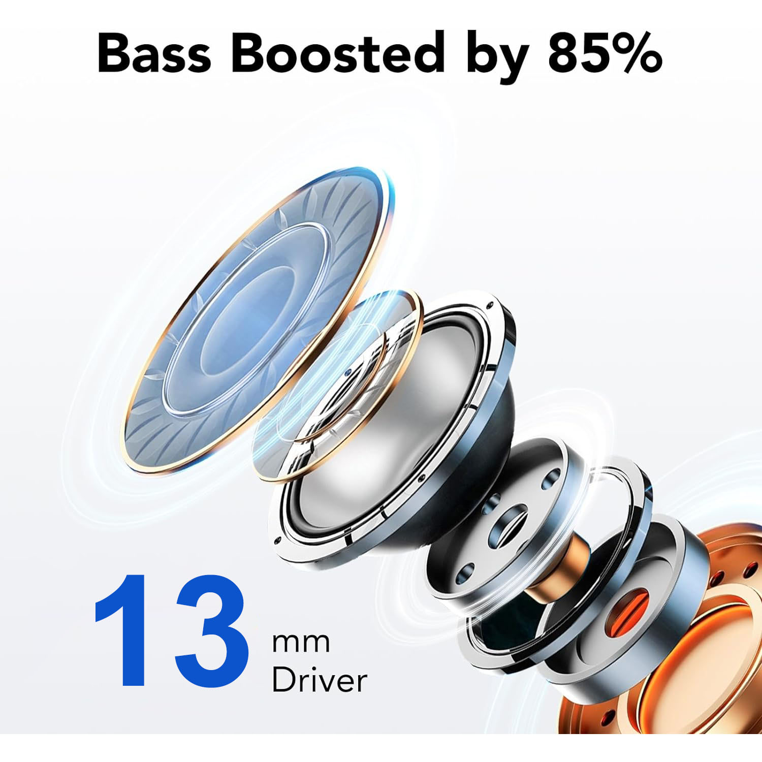 Bluetooth 5.3 Wireless Earbuds, Quad-Mic Call Noise Reduction ENC, 50H Playtime Wireless Earphones, Bluetooth Headphones