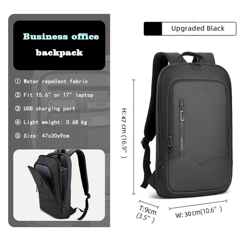 HK Slim Waterproof Laptop Backpack 15.6 Inch