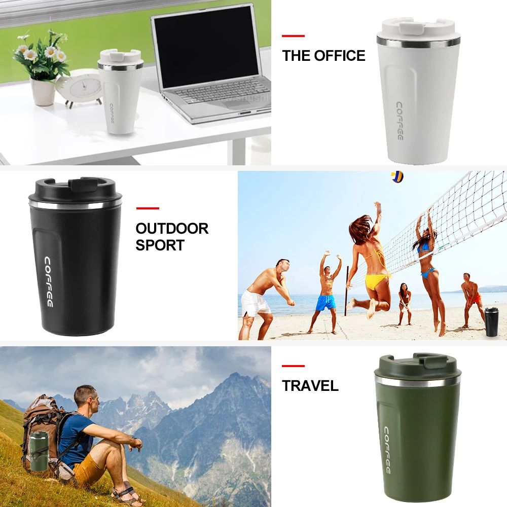 Thermo Cafe Double Wall Stainless Steel Travel Mug – Leakproof Coffee Thermos Cup