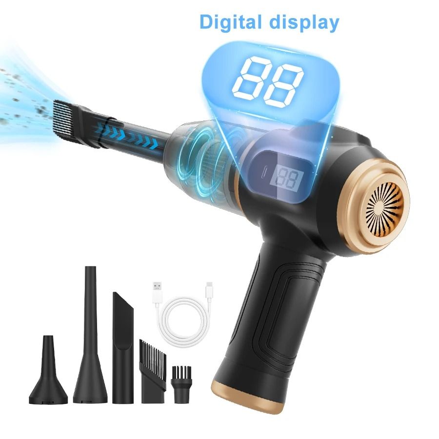 2-in-1 Digital Air Duster & Vacuum | Cordless Handheld Electronics Cleaner | Executive Office Detailing System