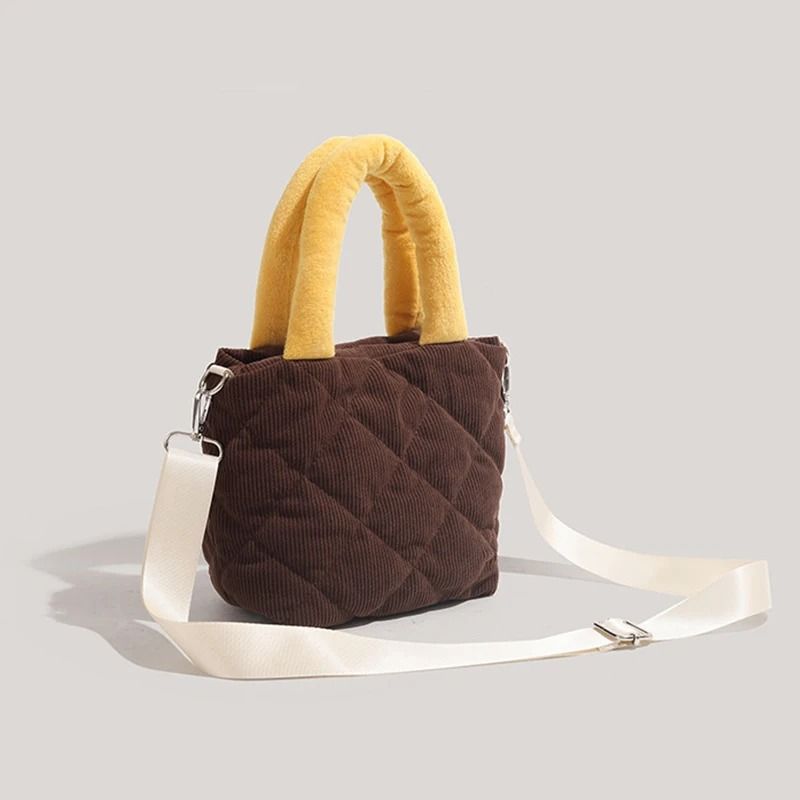 Cute Corduroy Diamond-Quilted Handheld Crossbody Bag