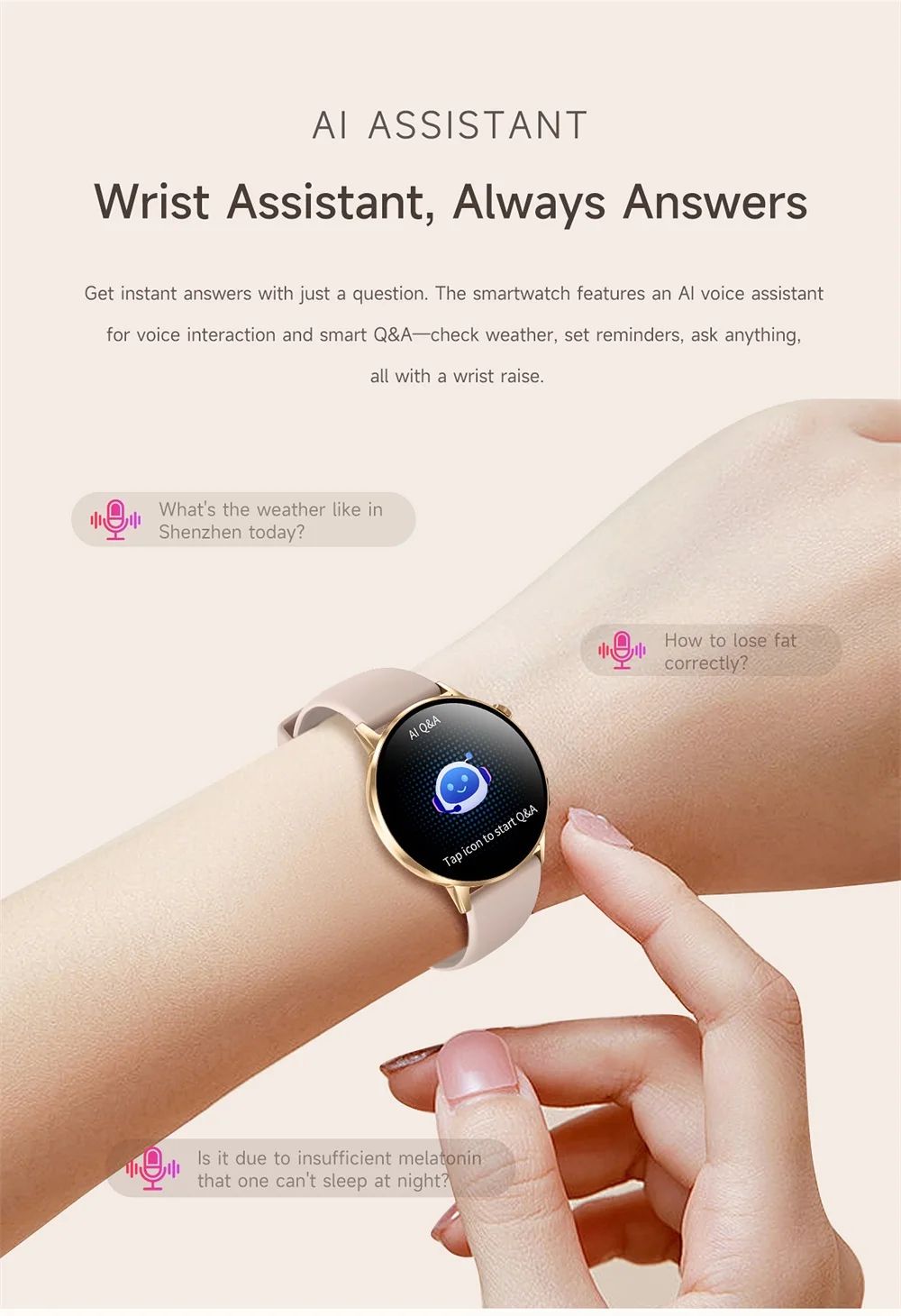 Women AMOLED Bluetooth Calling Smartwatch with Flashlight