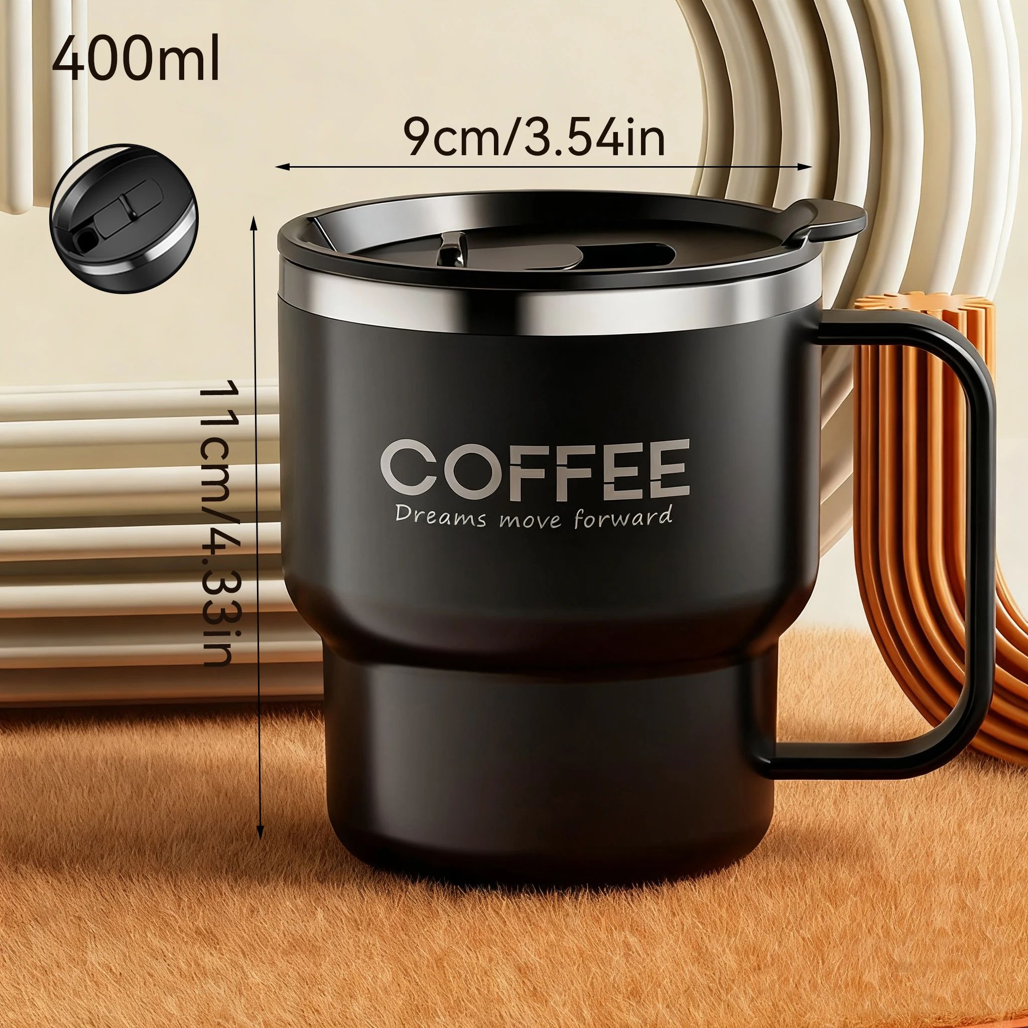 304 Stainless Steel Double Wall Insulated Coffee Mug – Leakproof Thermal Drink Cup 13.5 fl oz