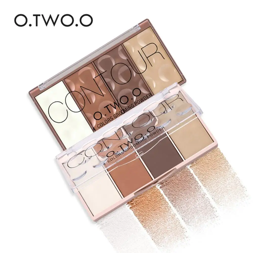 Long Lasting 4 Colors Contour Palette Face, Shadow Grooming Powder Bronzer, Facial Contouring Concealer Makeup Kit