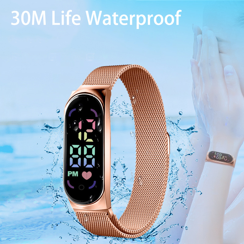Women's Digital LED Touch Watch with Magnetic Strap and Daily Waterproof Design