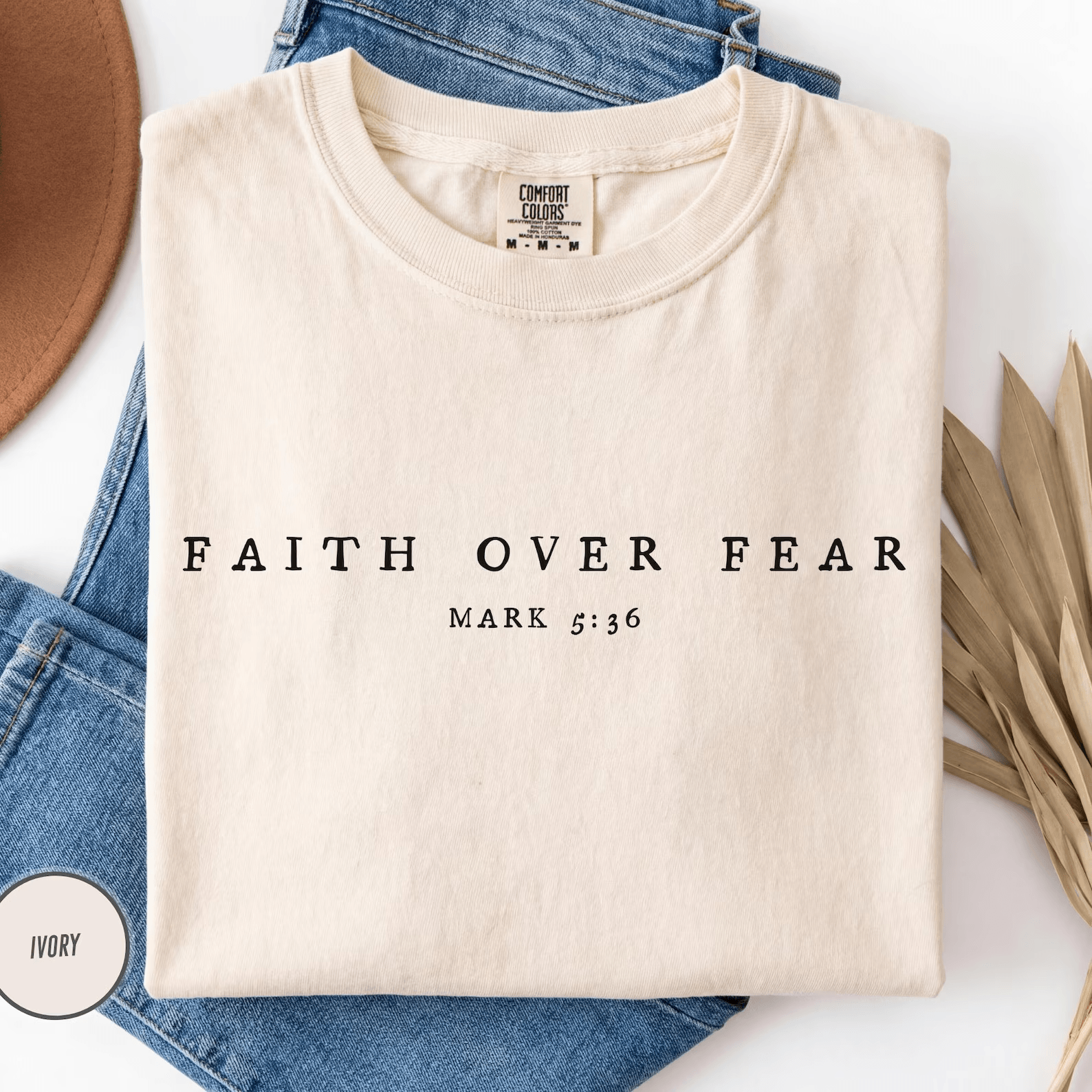 Faith Over Fear Shirt Comfort Colors Christian Minimalist Bible Verse Tee