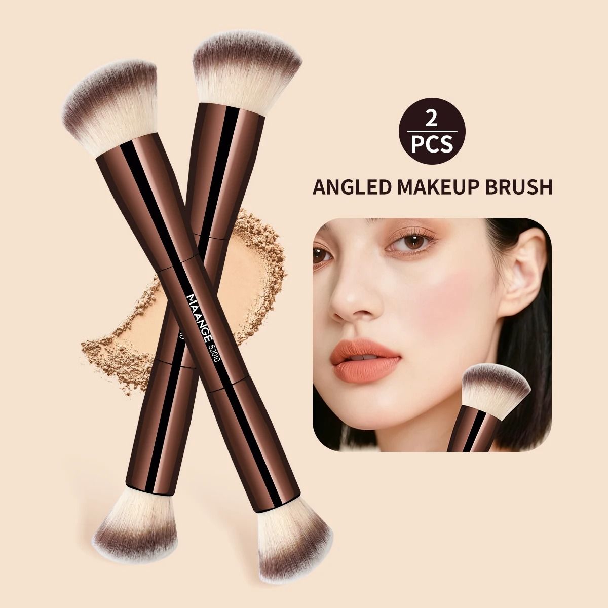 Maange Makeup Brushes Double Head Foundation Powder Concealer Blusher Bronzer Makeup Brush