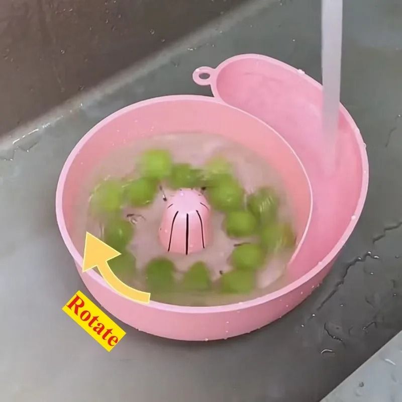 2 in 1 Snail Drain Automatic Cleaning Basket Fruit Plate Filter