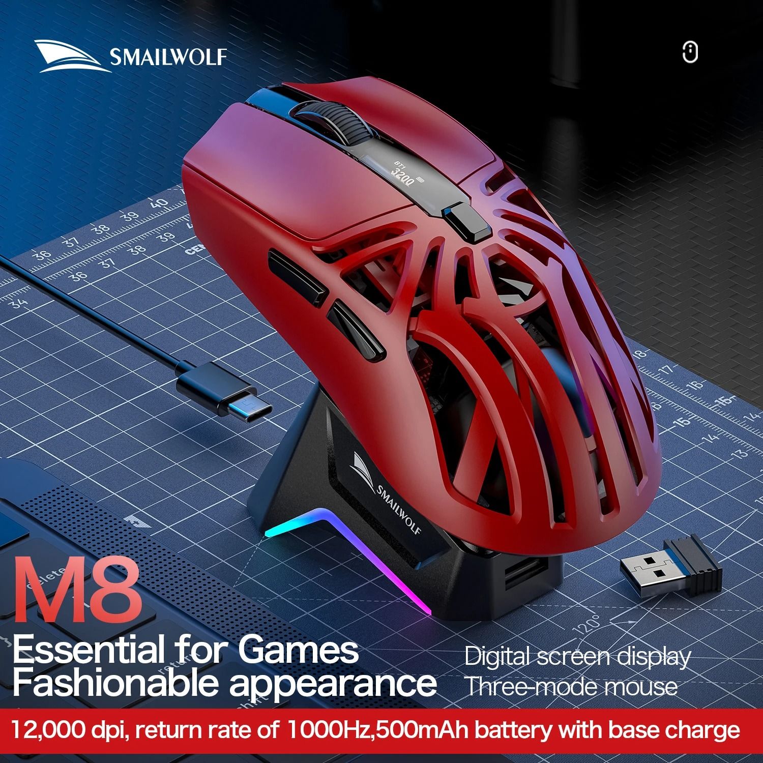 Ultra-Lightweight Tri-Mode Optical Gaming Mouse