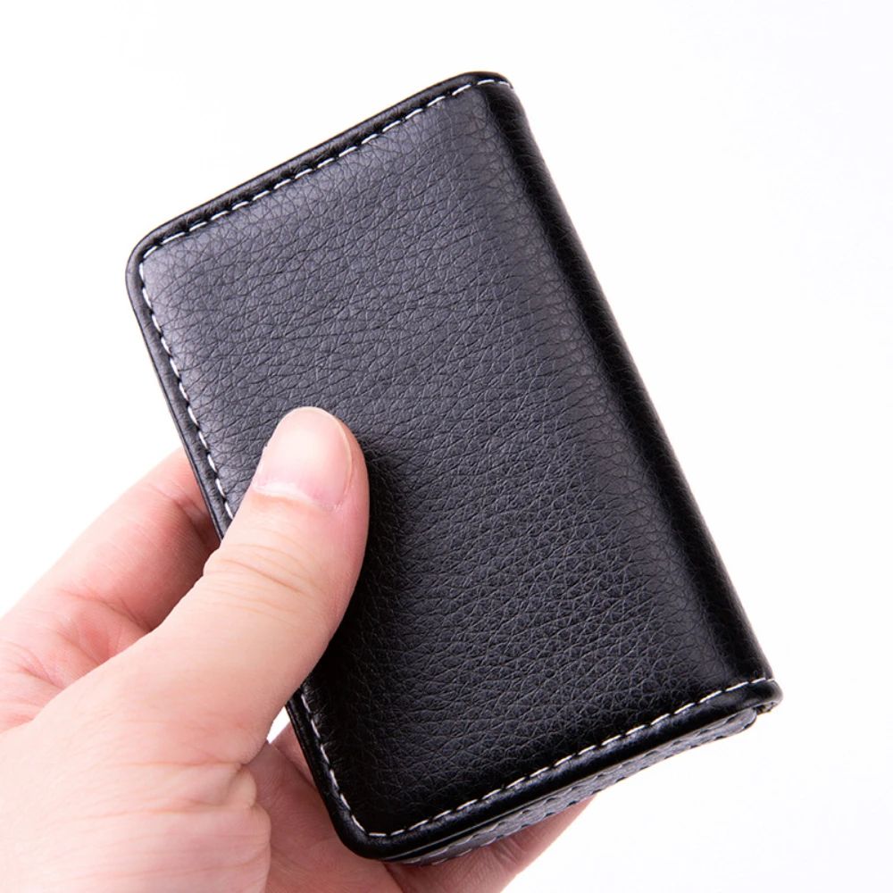 Slim PU Leather Card Holder Wallet with Magnetic Closure