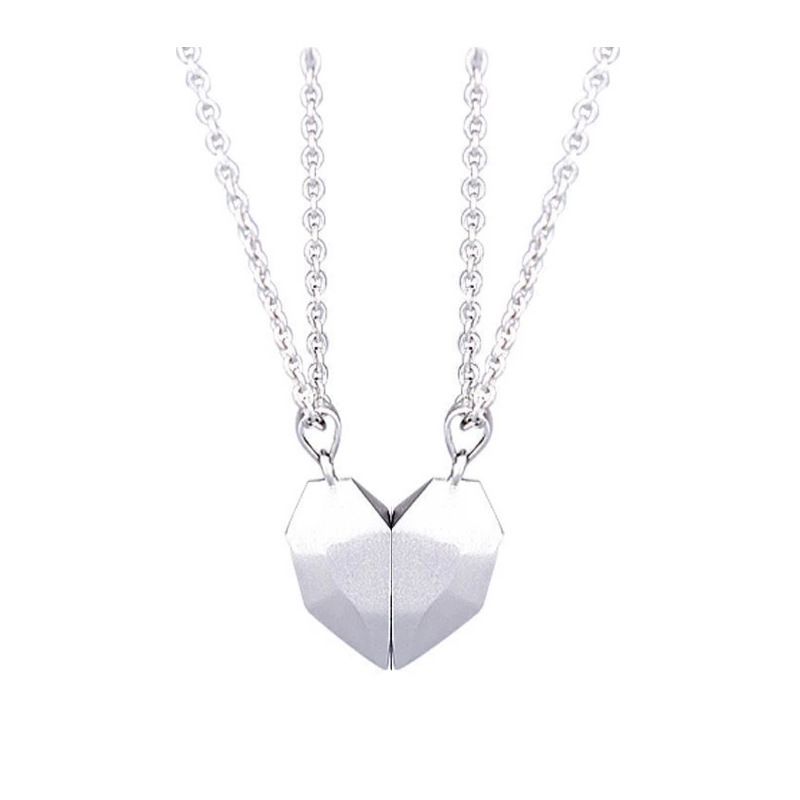 Magnetic Heart Couple Pendant Necklace Electrocardiogram Good Simple Quality Pendant Splicing Necklace Valentine's Day