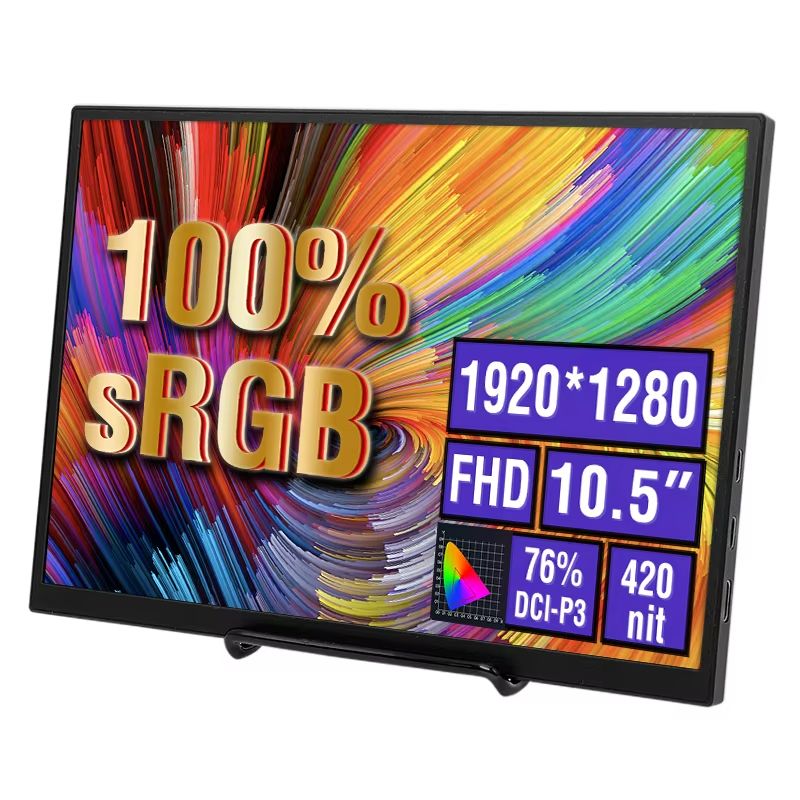 Anmite 10.5-Inch Portable Monitor – HDR 1280P Low Blue Light Display for Gaming, PC, Laptop & Phone