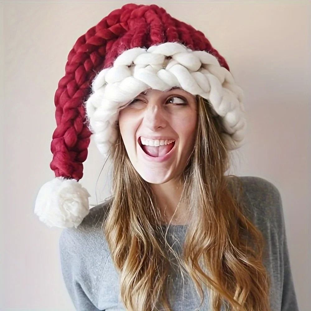 Handmade Santa Claus Hat Autumn and Winter Polyester Christmas Hat for Holiday Occasions
