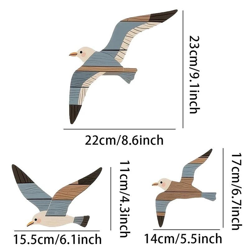 Maritime Narrative Sculpture – High-Definition Wooden Seagull Architectural Set