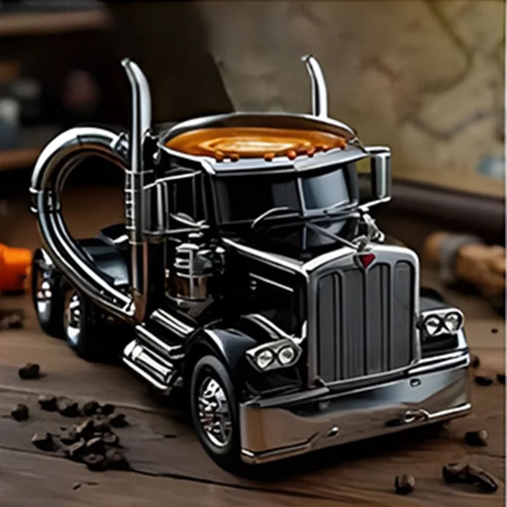 Semi Truck Coffee Mug Handcrafted Novelty Truck Coffee Cup Unique Vehicle Shaped Mug