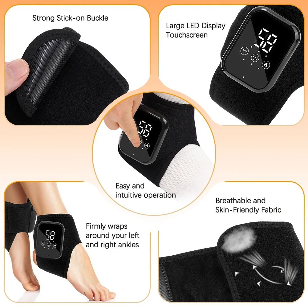 Electric Ankle Brace With Heat Compression And Vibration Massage Therapy