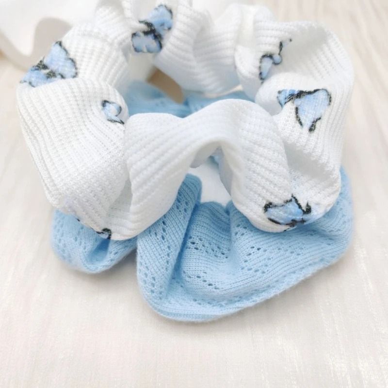 2pcs Butterfly Print Hair Ties & Elastic Headbands