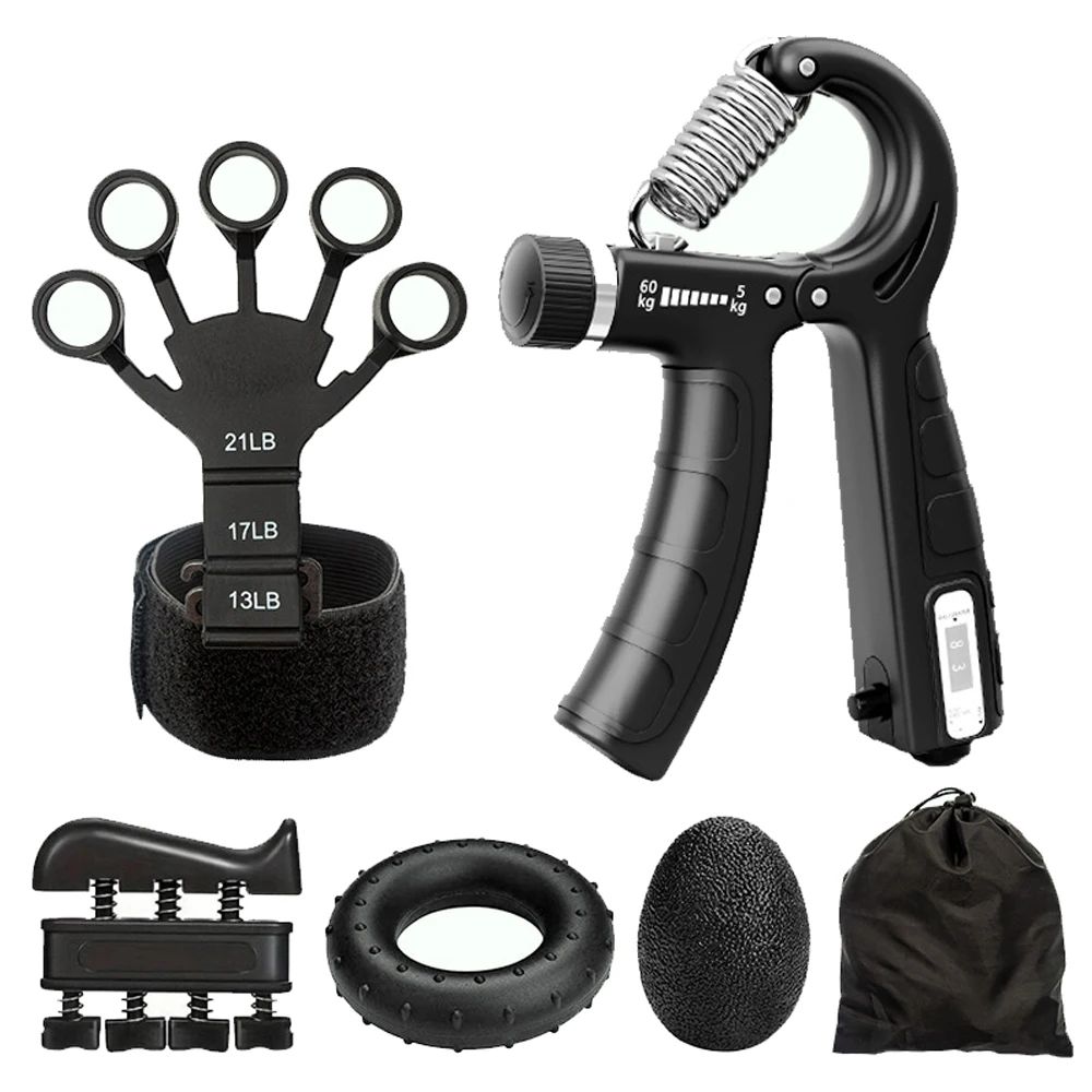 Adjustable Hand Grip Strength Trainer Kit – 5-Piece Hand Grip Strengthener & Finger Exerciser Set