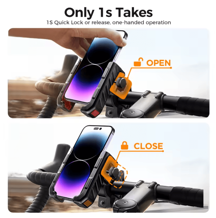 Joyroom Universal Motorcycle Phone Holder with Quick Lock Design