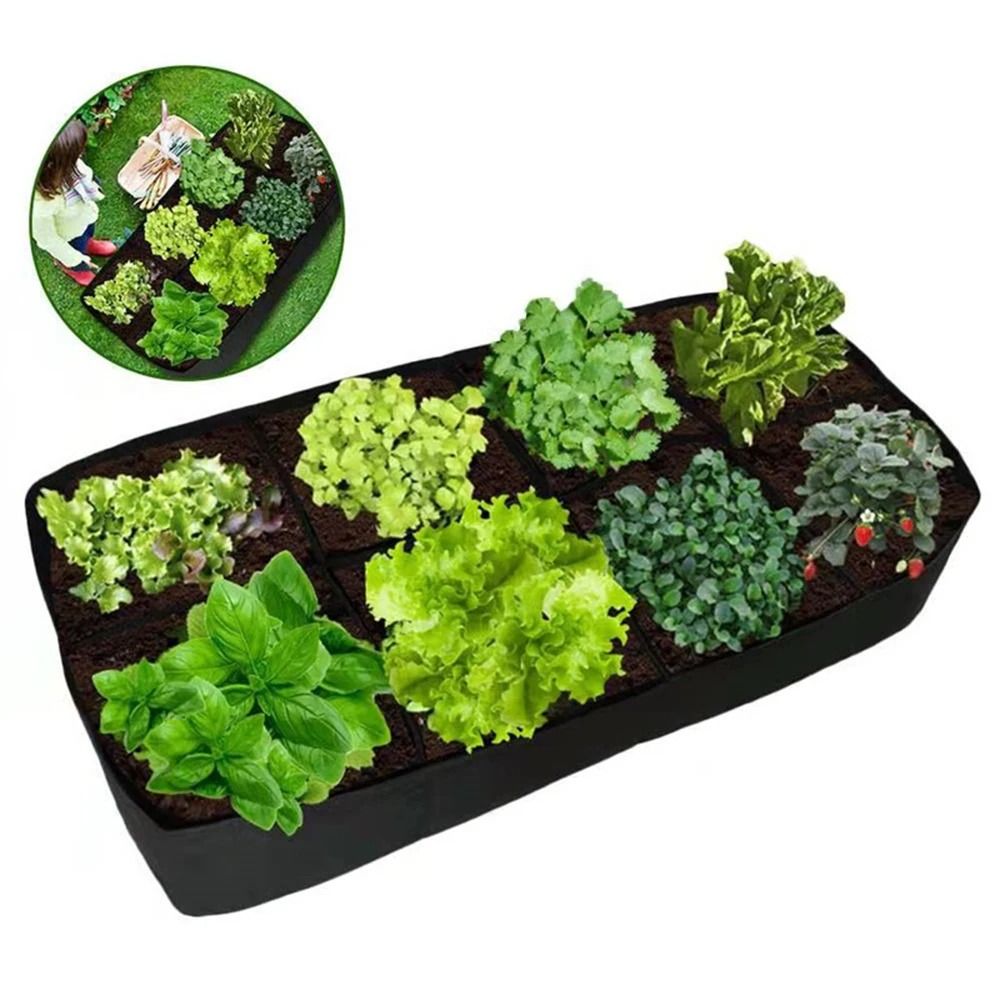 Felt Garden Planting Bag Multi Grid Grow Bag Rectangle Nursery Container for Vegetables and Herbs