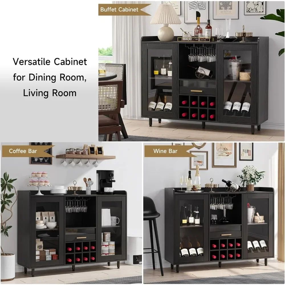 Modern Buffet Sideboard with Acrylic Doors and Drawer Bar Cabinet, Home Coffee Bar Cabinet