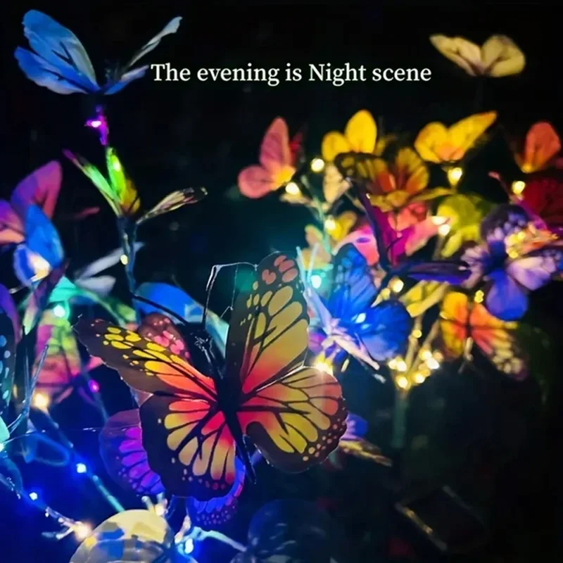 Solar LED Butterfly Flower Light, Outdoor Simulation Butterfly Lawn Lamp, Waterproof Garden Decor for Home and Christmas