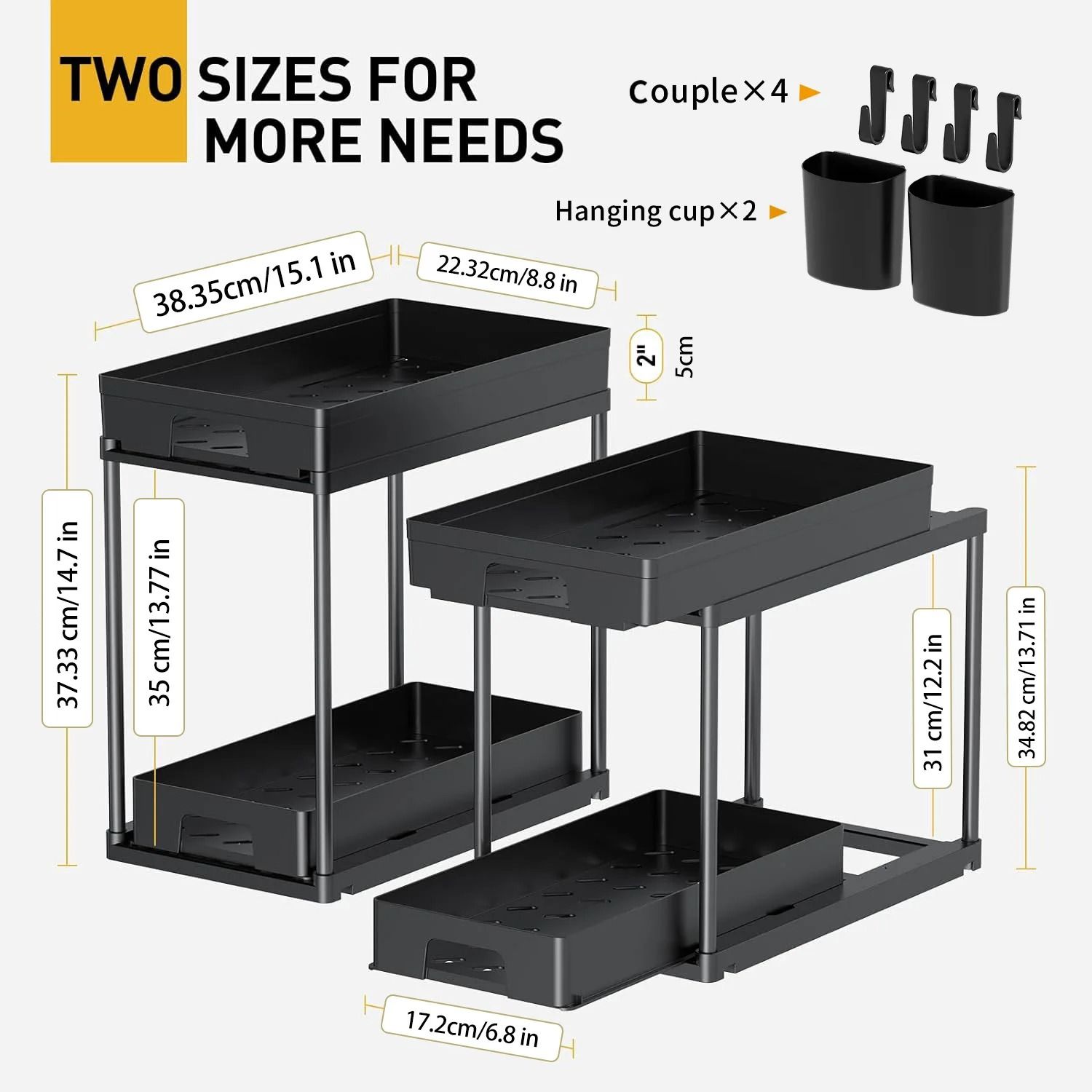 Expandable Under Sink Kitchen Organizer – Multi-Purpose Storage (2-Pack)