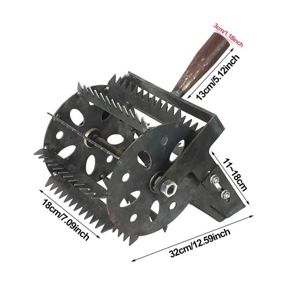 Hand Push Wheeled Weeder with Saw Tooth Manganese Steel Blade