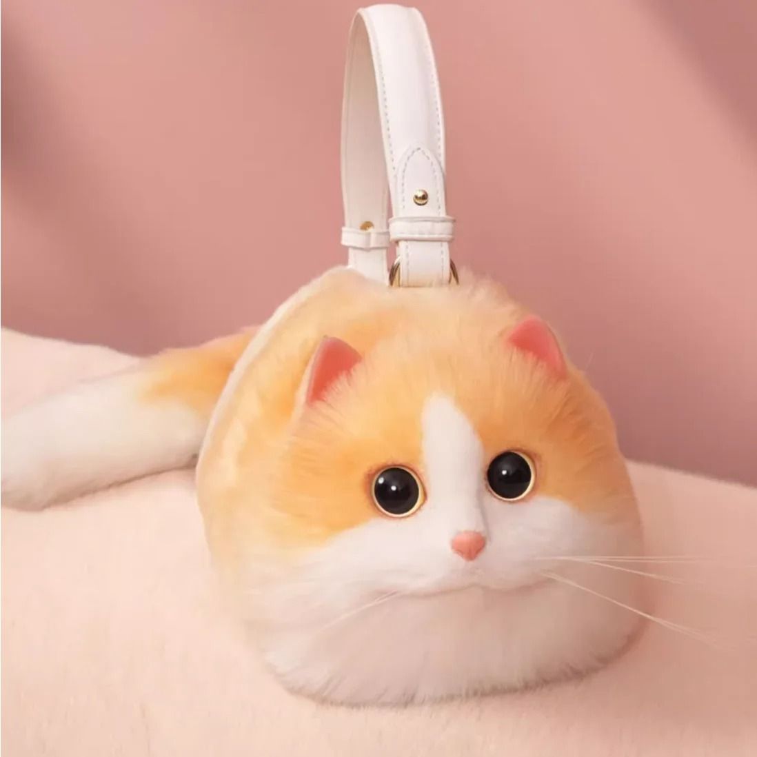 One Shoulder Small Messenger Bag Plush Cat Design